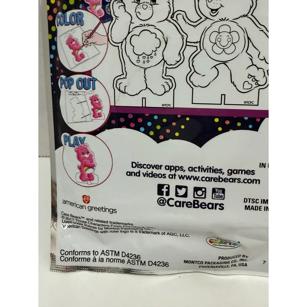 Care Bears Pop-Outz Take-n-Play Color and Play Activity Kit Stickers Markers NEW